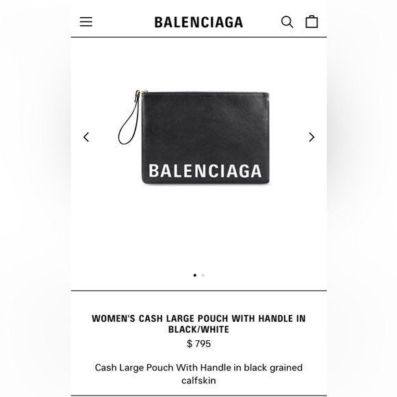 BALENCIAGA Women’s Cash Large Pouch With handle in Black/White - Picture 2 of 4